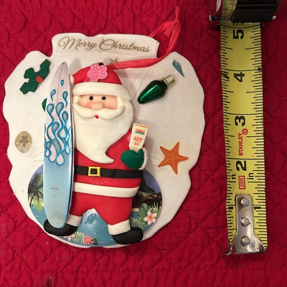 Handmade Sand dollar surfing Santa ornament - Picture 6 of 6